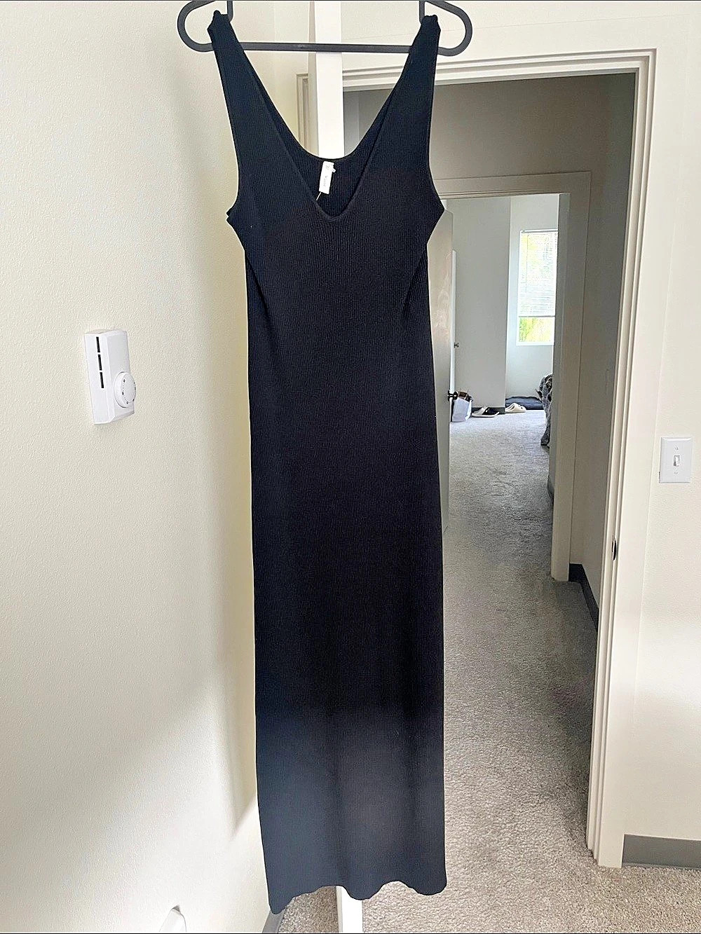 Wishlist Knitted/Ribbed BodyCon Maxi Dress in Black Size Medium